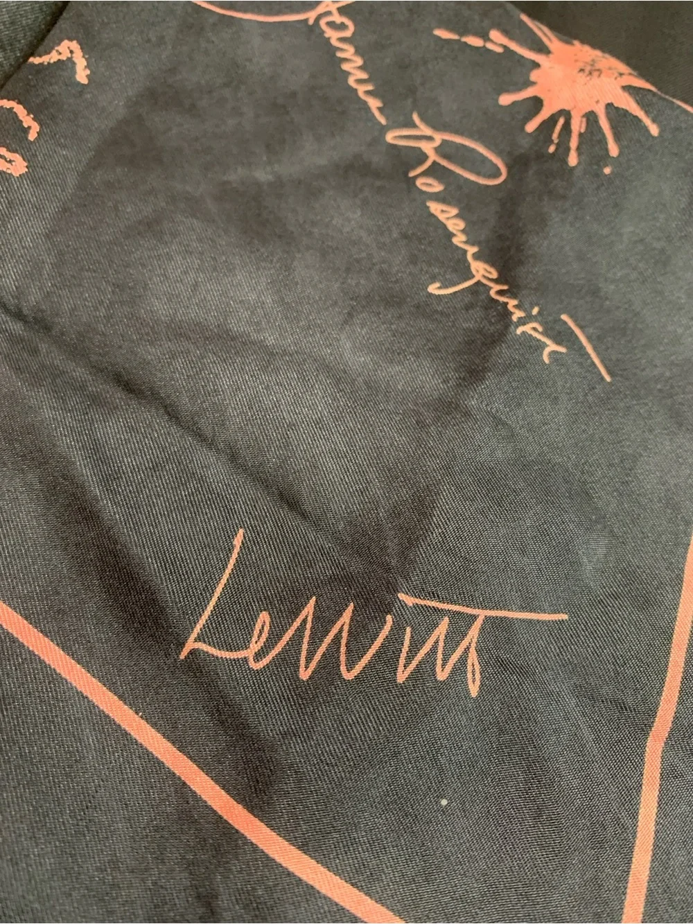 Louis Vuitton Black with Pink Script Print Silk Scarf